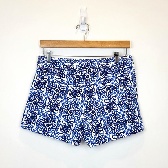 Milly For Design Nation Blue White Graphic Print Cotton Shorts, Size 6, EUC - Picture 2 of 9
